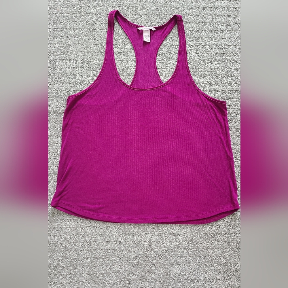 Victoria's Secret Racerback Tank Women L Pink Fuschia Ribbed size L‎